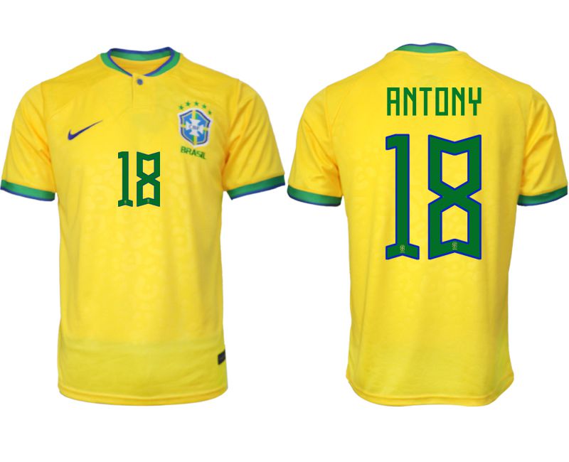 Men 2022 World Cup National Team Brazil home aaa version yellow 18 Soccer Jersey